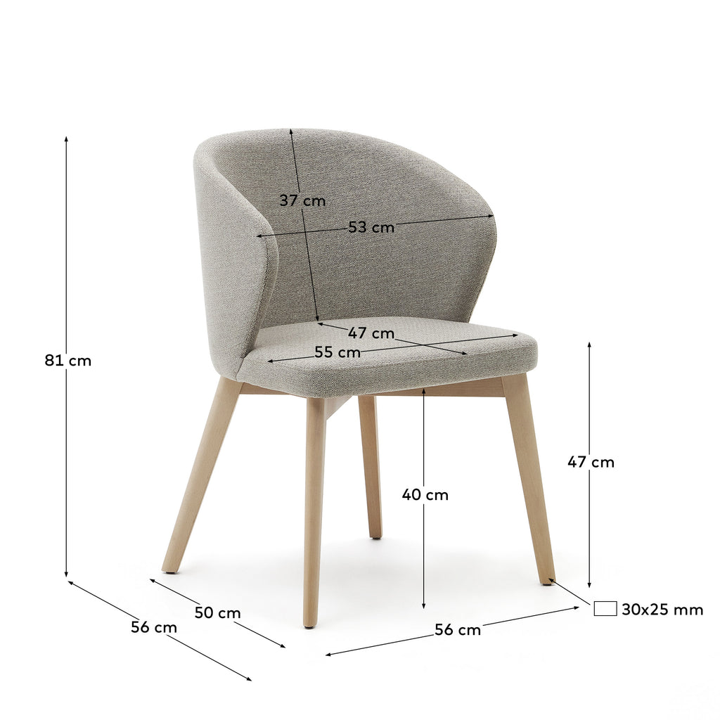 Chaise Darice en tissu chenille marron et bois de hêtre, finition naturelle FSC 100 %