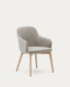 Chaise Nelida en tissu chenille marron et bois de hêtre, finition naturelle FSC 100 %