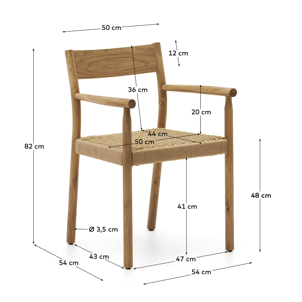 Chaise Yalia en bois de chêne massif avec finition naturelle et assise en corde FSC Mix Credit