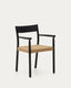 Chaise Yalia en bois de chêne FSC 100% avec finition noire et siège en corde