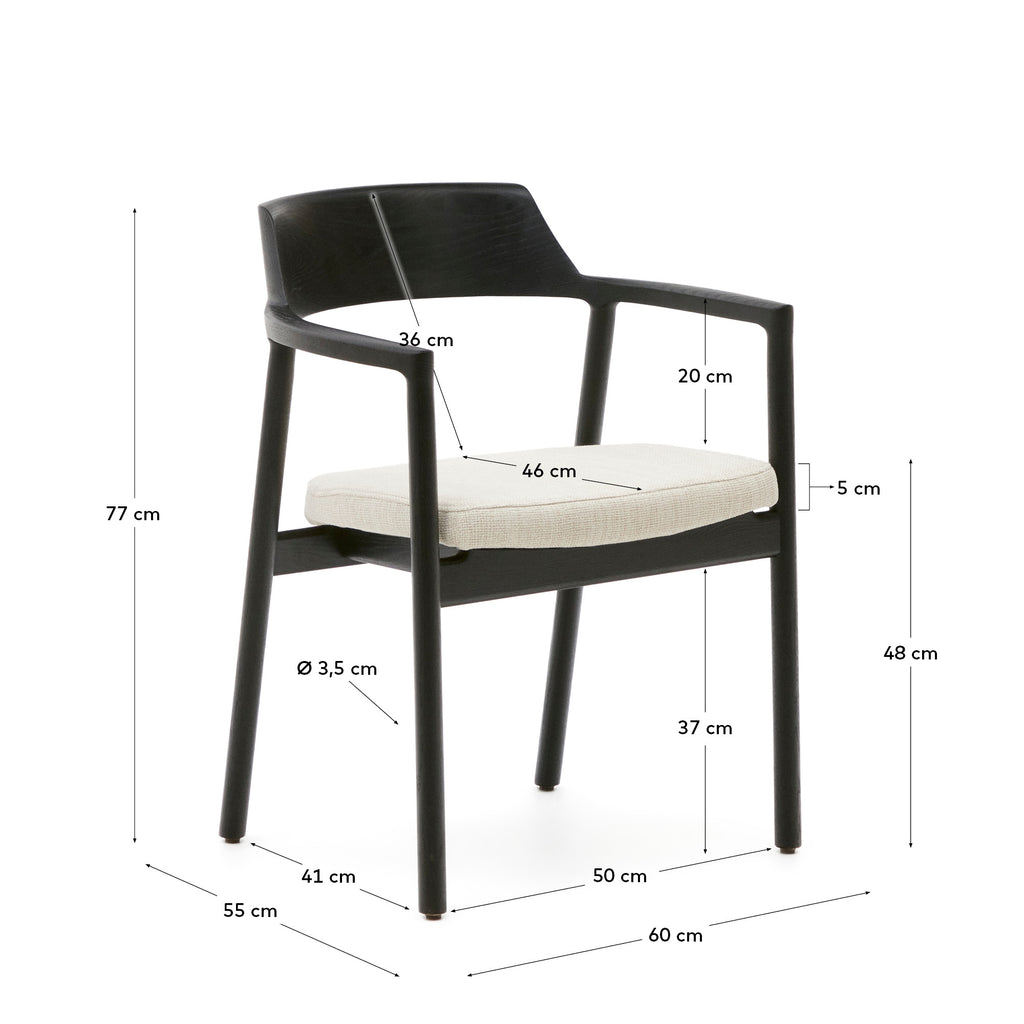 Chaise Alocs tissu chenille beige déhoussable bois de chêne finition noire FSC Mix Credit
