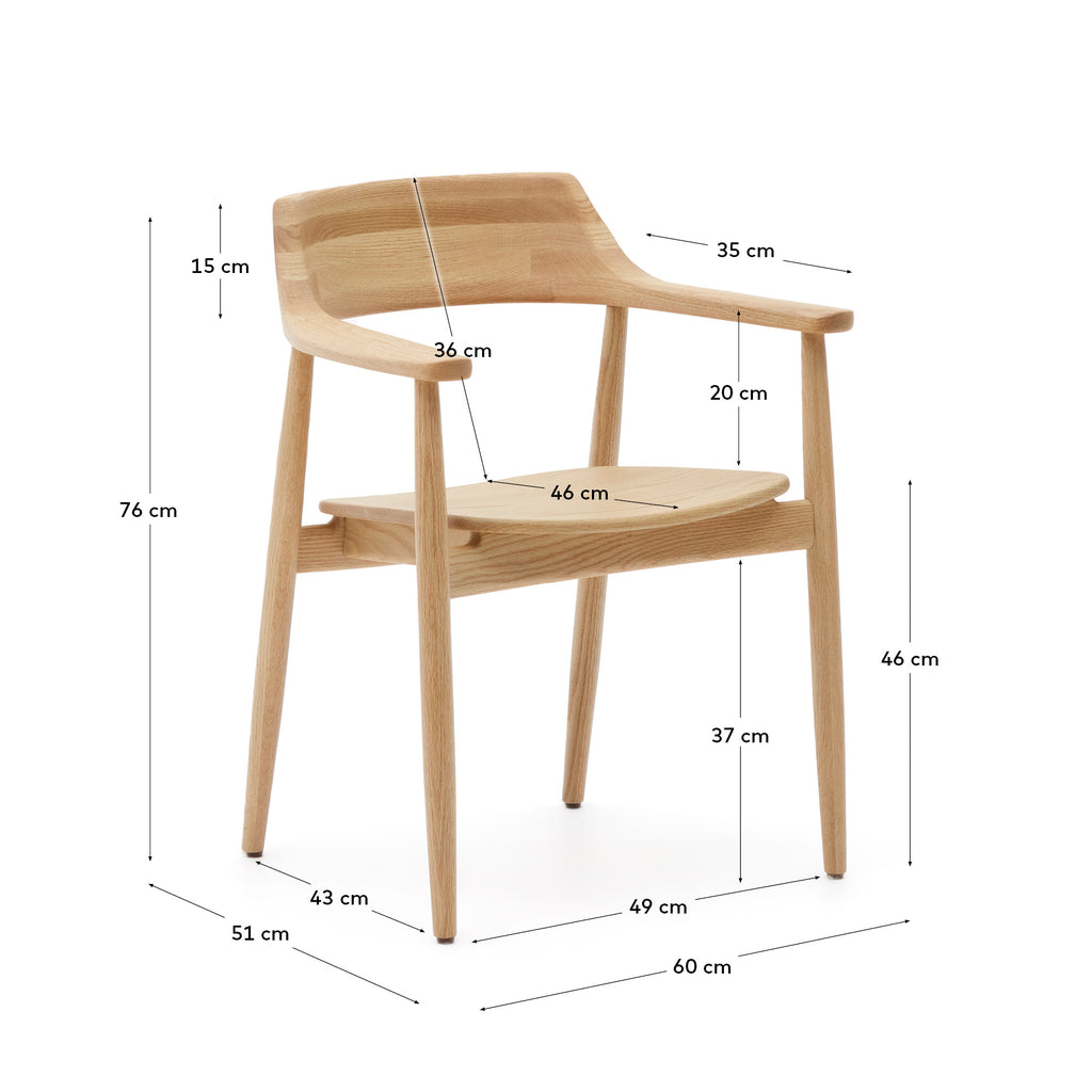 Chaise Fondes en bois de chêne, finition naturelle FSC Mix Credit