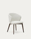 Chaise Darice en tissu chenille beige et bois de hêtre, finition noyer FSC 100 %