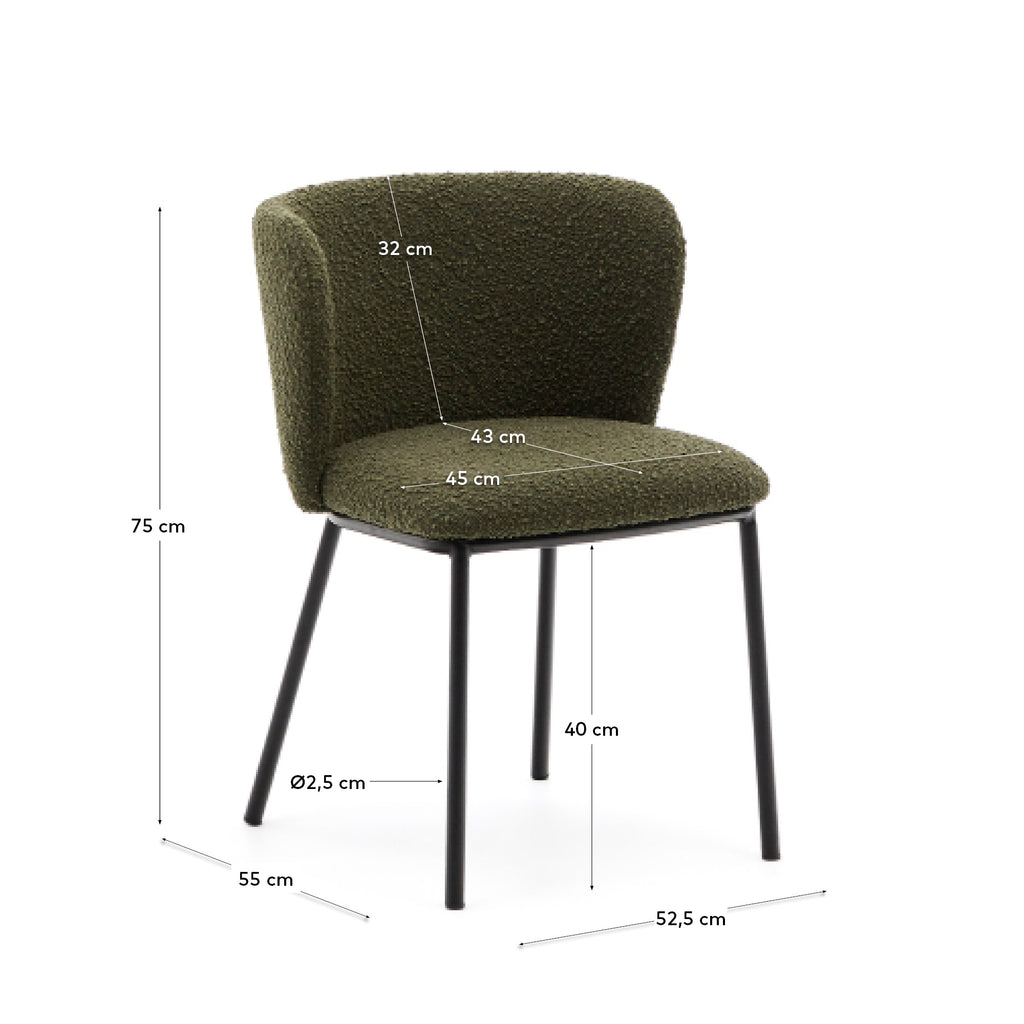 Chaise Ciselia en tissu effet bouclette vert et et noir beige FSC Mix Credit