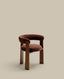 Chaise Granite à 3 pieds en tissu chenille marron et bois de frêne finition noyer FSC 100%