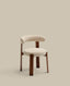 Chaise Granite en tissu chenille beige et bois de frêne finition noyer FSC 100%