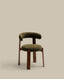 Chaise Granite en tissu chenille vert et bois de frêne finition noyer FSC 100%
