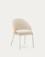 Chaise Eamy en polyuréthane beige, placage de frêne avec finition naturelle et métal beige