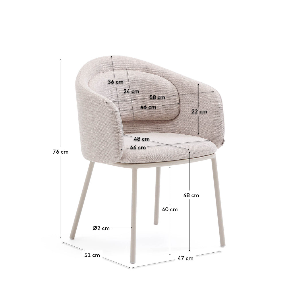 Chaise Idaira beige et pieds en acier beige FSC Mix Credit