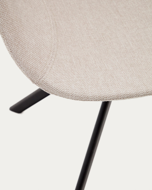 Chaise giratoire auto-retour  Tissiana en chenille beige et aluminium noir mat