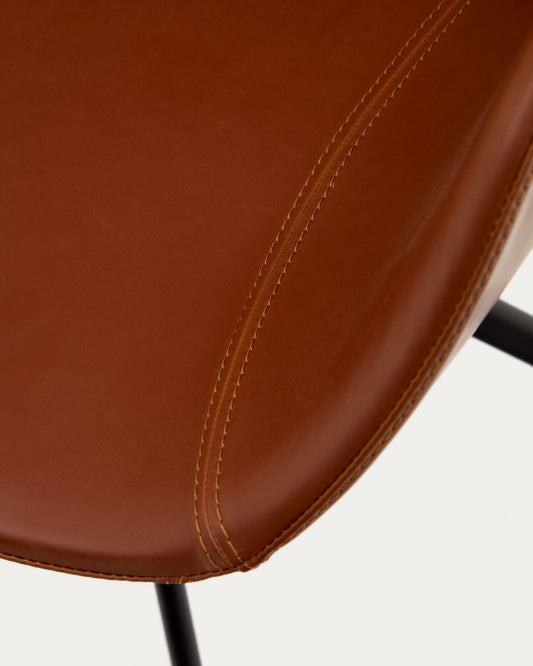 Chaise pivotante à retour automatique Tissiana en polyuréthane marron et acier noir mat