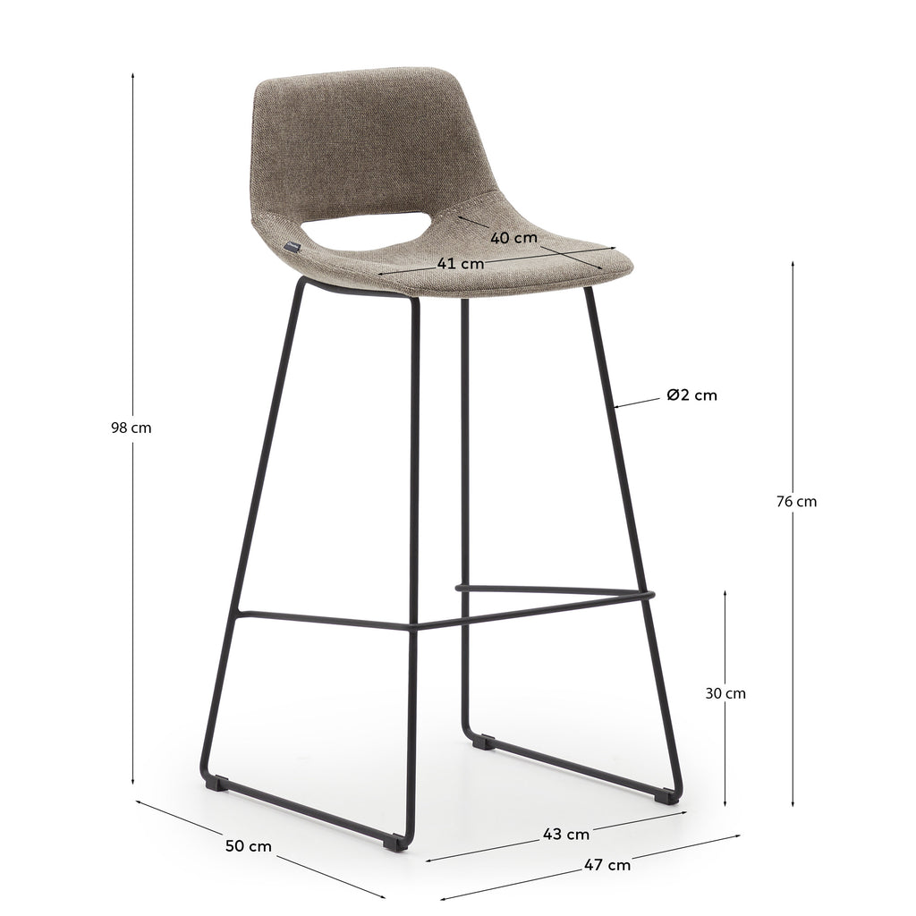 Tabouret Zahara marron et acier noir hauteur 76 cm FSC 100%
