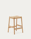 Tabouret Yalia en bois de chêne massif avec finition naturelle et assise en corde, hauteur 65 cm, FSC Mix Credit