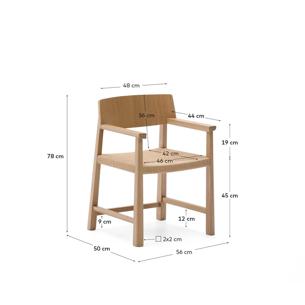 Chaise Idun en bois de chêne avec finition ton naturel FSC Mix Credit et assise en corde
