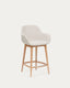 Tabouret Konna beige et pieds en bois de frêne finition claire 65 cm