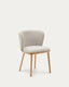 Chaise Ciselia chenille beige et bois de frêne finition ton naturel FSC Mix Credit