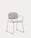 Chaise Meli avec accoudoirs en chenille beige et structure métallique beige FSC Mix Credit