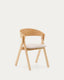 Chaise Godia en placage de frêne finition naturelle et tissu chenille beige