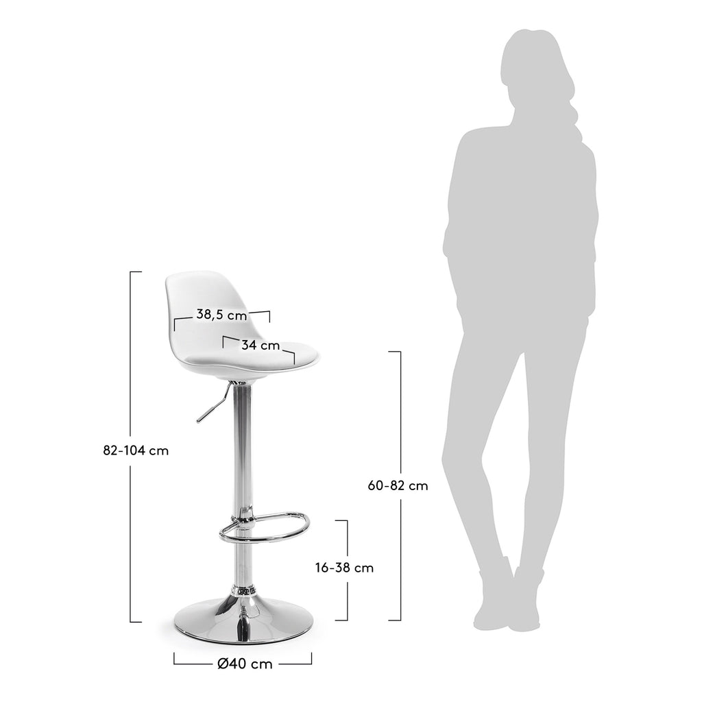 Tabouret Orlando-T blanc hauteur 60-82 cm