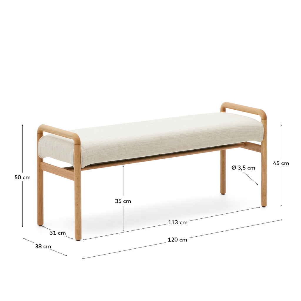 Banc Macaret déhoussable en bois de chêne finition naturelle 120 cm FSC Mix Credit
