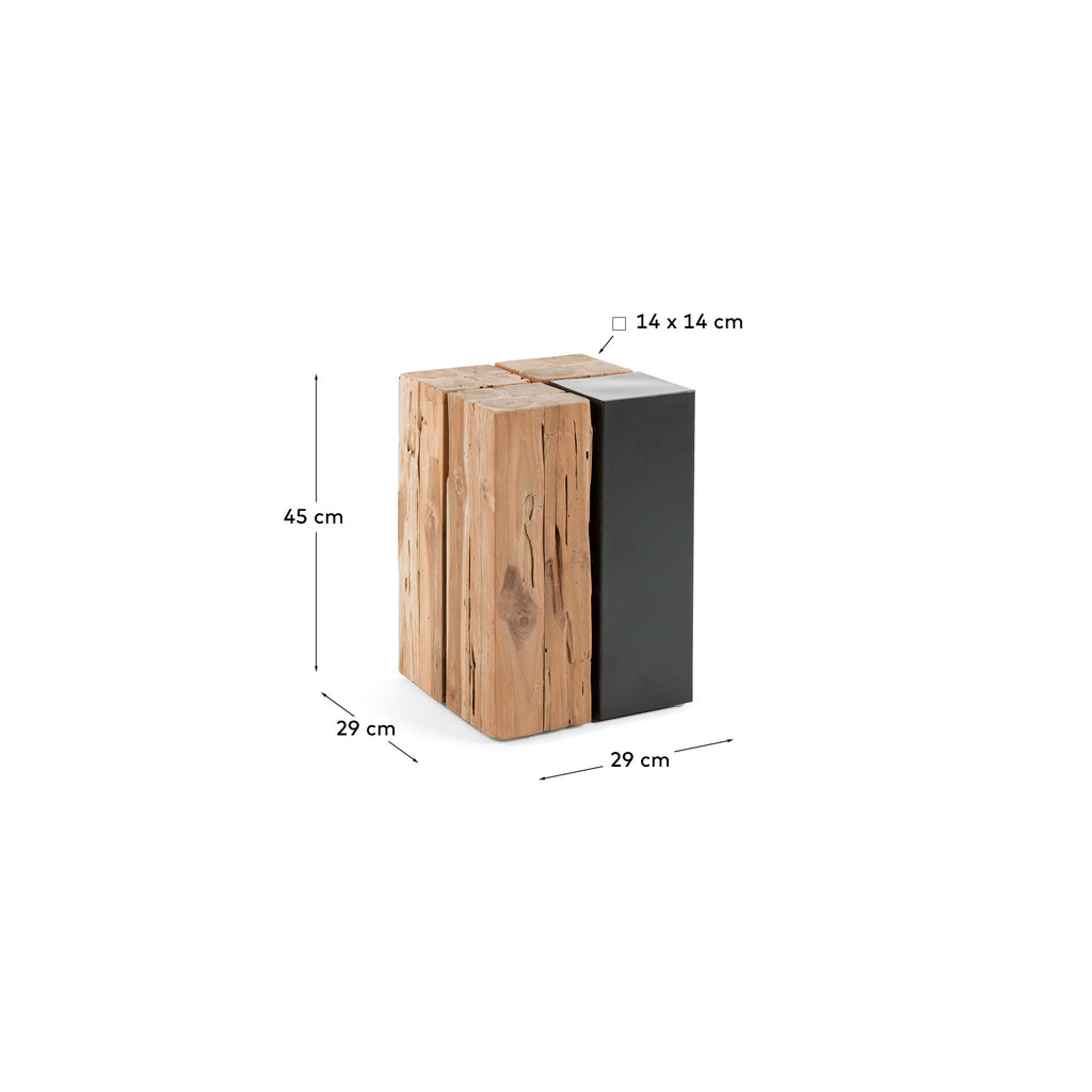 Table d'appoint Kwango en bois de teck et métal 29 x 45 cm