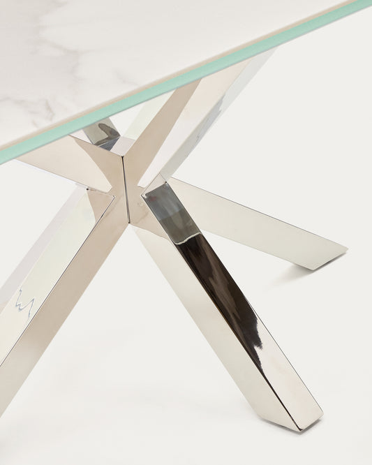 Table Argo en grès cérame Iron Moss et pieds en acier inoxydable 200 x 100 cm