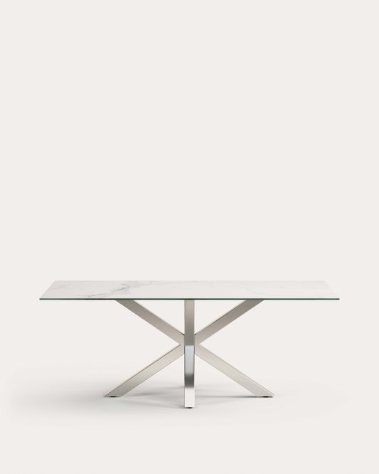 Table Argo en grès cérame Iron Moss et pieds en acier inoxydable 200 x 100 cm