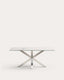 Table Argo en grès cérame Kalos finition blanche et pieds en acier inoxydable 180 x 100 cm