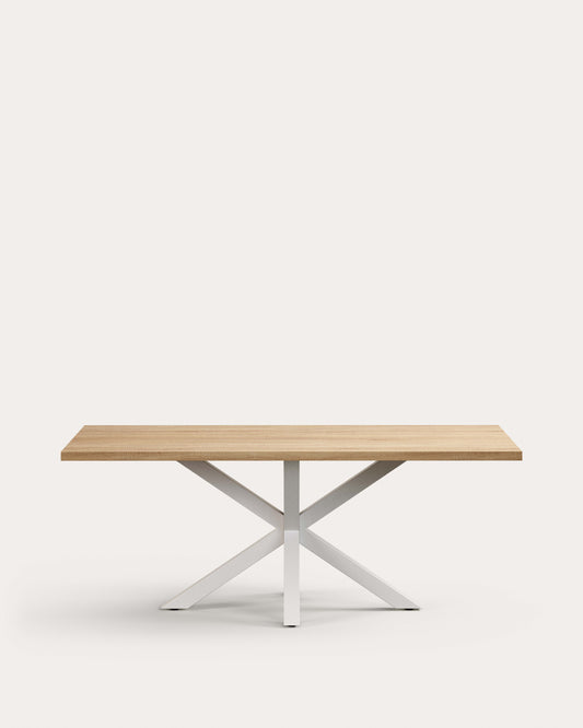 Table Argo en mélaminé finition naturelle et pieds en acier finition blanche 200 x 100 cm