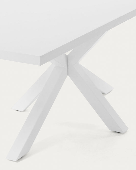 Table Argo en mélaminé finition blanche et pieds en acier finition blanche 180 x 100 cm