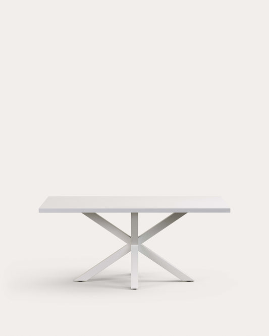Table Argo en mélaminé finition blanche et pieds en acier finition blanche 180 x 100 cm