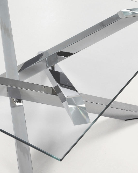 Table basse Kamido 90 x 90 cm plateau en verre et pieds en métal