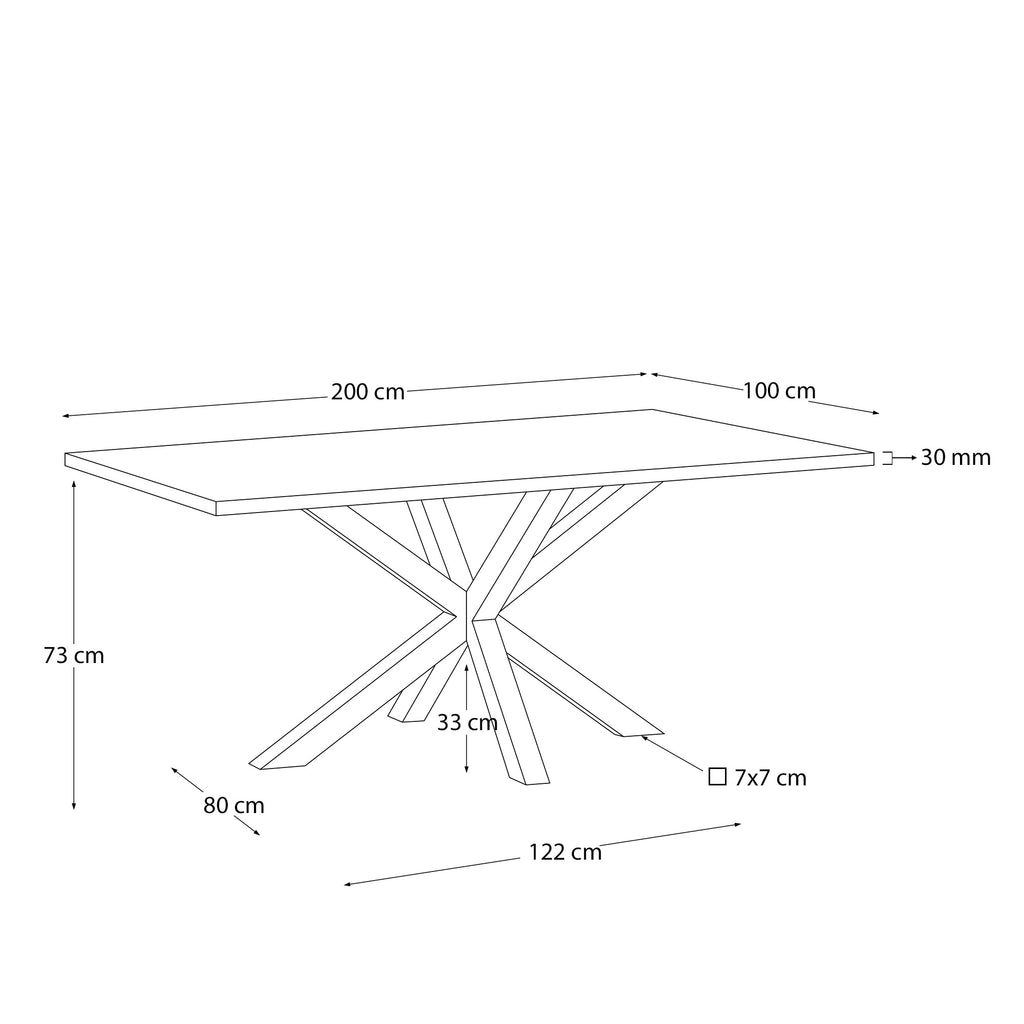 Table New Argo 200x100, epoxy noir et Kalos blanco
