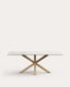 Table Argo en grès cérame blanc et pieds en acier effet bois 200 x 100 cm