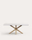 Table Argo en mélaminé finition blanche et pieds en acier effet bois 200 x 100 cm