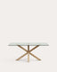 Table Argo en verre et pieds en acier effet bois 180 x 100 cm