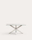 Table Argo en grès cérame Kalos finition blanche et pieds en acier inoxydable 160 x 90 cm