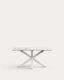 Table Argo en grès cérame Kalos finition blanche et pieds en acier finition blanche 160 x 90 cm