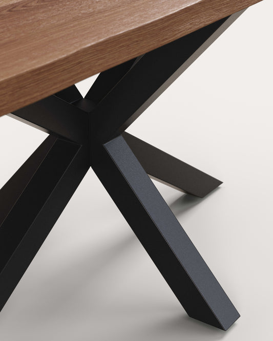 Table Argo en plaqué chêne vieilli et pieds en acier finition noire 160 x 90 cm
