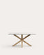 Table Argo en grès cérame blanc et  pieds en acier effet bois 160 x 90 cm