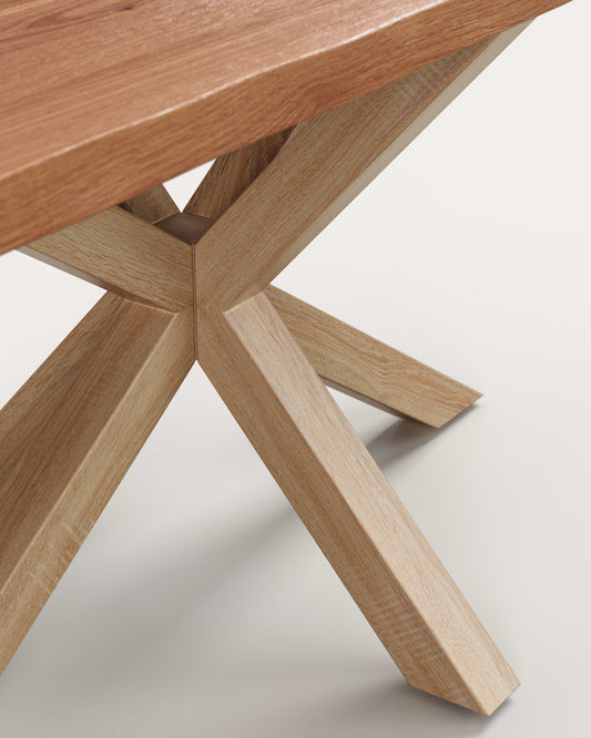 Table Argo en plaqué chêne finition naturelle et pieds en acier effet bois 160 x 90 cm