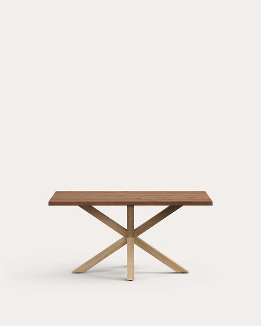 Table Argo en plaqué chêne vieilli et pieds en acier effet bois 160 x 90 cm