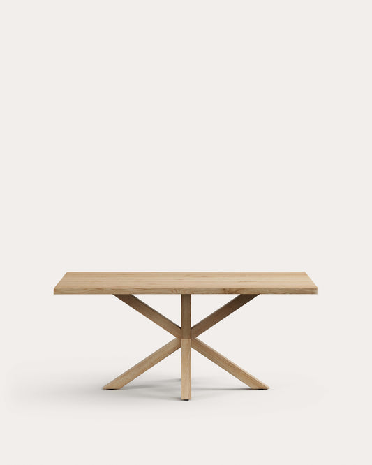 Table Argo en plaqué chêne blanchi et pieds en acier effet bois 180 x 100 cm