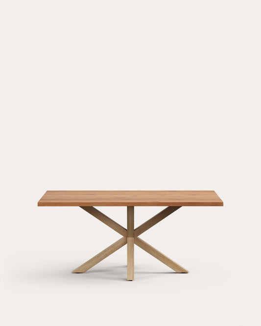 Table Argo en plaqué chêne finition naturelle et pieds en acier effet bois 180 x 100 cm