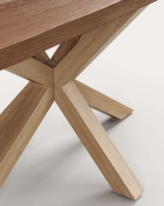 Table Argo en plaqué chêne vieilli et pieds en acier effet bois 180 x 100 cm