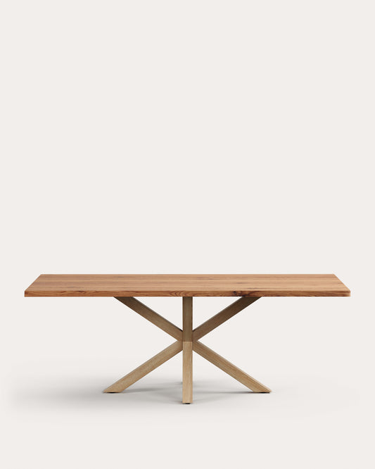 Table Argo en plaqué chêne finition naturelle et pieds en acier effet bois 220 x 100 cm