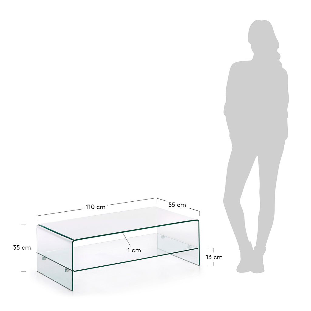 Table basse Burano en verre 110 x 55 cm