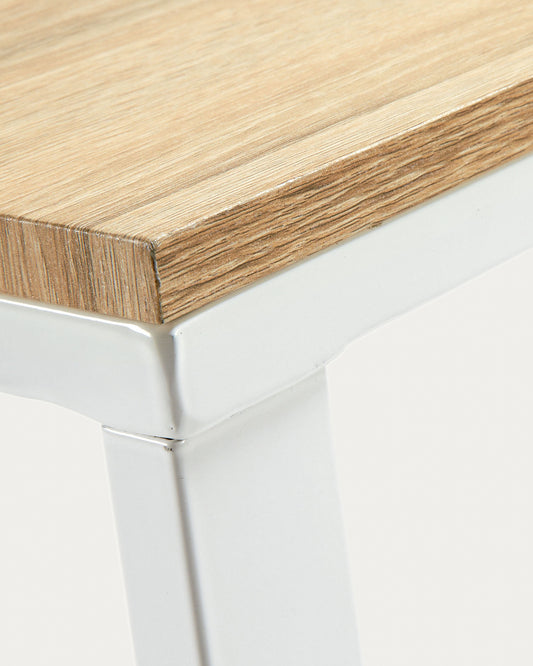 Bureau Talbot en mélamine finition naturelle et pieds en acier blanc 120 x 60 cm