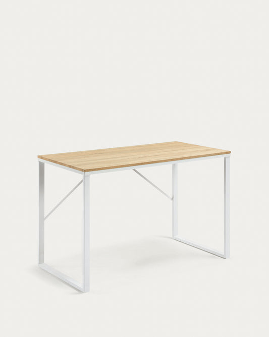 Bureau Talbot en mélamine finition naturelle et pieds en acier blanc 120 x 60 cm