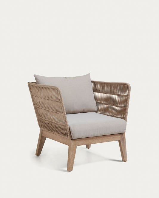 Fauteuil Belleny corde beige et bois d'acacia FSC 100 %